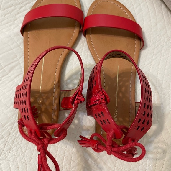 Stitch Fix Report Genna Sandals Women’s Red Cutout & Tie Back Size 7 - Picture 3 of 9
